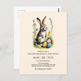 Pasen Brunch en Egg Hunt | Wildflower Bunny Briefkaart