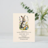 Pasen Brunch en Egg Hunt | Wildflower Bunny Briefkaart (Staand voorkant)