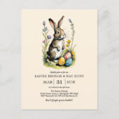 Pasen Brunch en Egg Hunt | Wildflower Bunny Briefkaart (Voorkant)