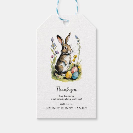 Pasen Brunch en Egg Hunt | Wildflower Bunny Cadeaulabel (Voorkant)