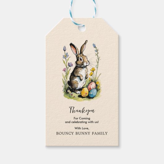Pasen Brunch en Egg Hunt | Wildflower Bunny Cadeaulabel (Voorkant)