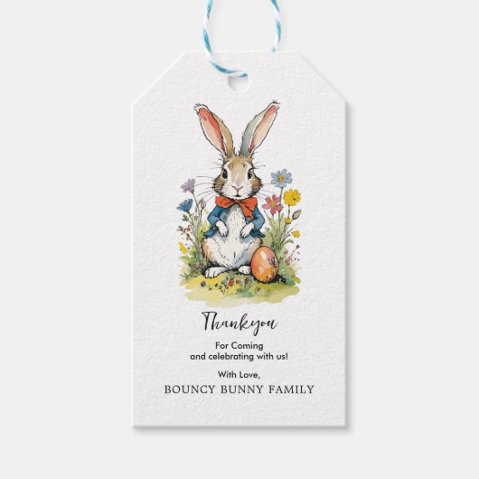 Pasen Brunch en Egg Hunt | Wildflower Bunny Cadeaulabel (Voorkant)