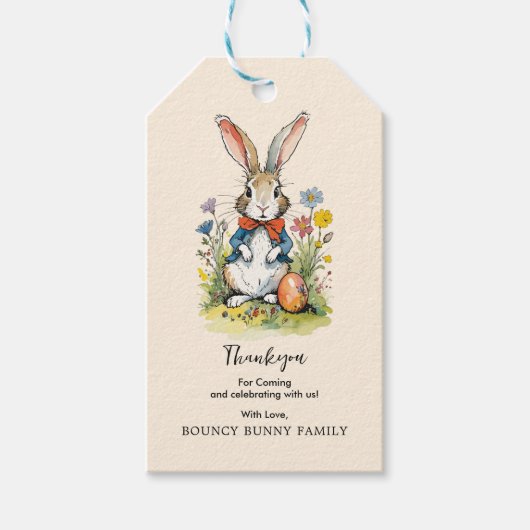 Pasen Brunch en Egg Hunt | Wildflower Bunny Cadeaulabel (Voorkant)