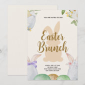Pasen Brunch en Egg Hunt | Wildflower Bunny Kaart (Voorkant / Achterkant)