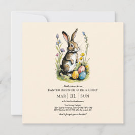 Pasen Brunch en Egg Hunt | Wildflower Bunny Kaart