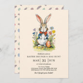 Pasen Brunch en Egg Hunt | Wildflower Bunny Kaart (Voorkant / Achterkant)