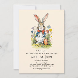 Pasen Brunch en Egg Hunt | Wildflower Bunny Kaart