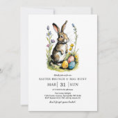 Pasen Brunch en Egg Hunt | Wildflower Bunny Kaart (Voorkant)