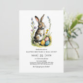 Pasen Brunch en Egg Hunt | Wildflower Bunny Kaart (Staand voorkant)