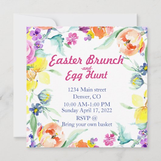 Pasen brunch en eierjacht uitnodiging (Voorkant)