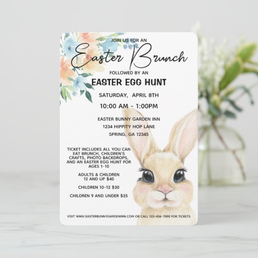 Pasen Brunch en Pasen Egg Hunt Uitnodiging (Staand voorkant)