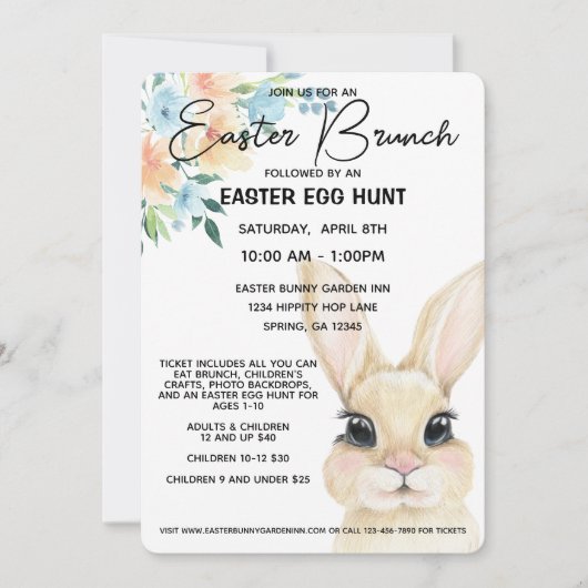 Pasen Brunch en Pasen Egg Hunt Uitnodiging (Voorkant)