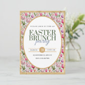 Pasen Brunch Feest Bloemen en Eieren Aankondiging (Staand voorkant)