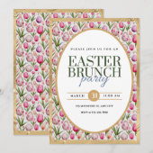 Pasen Brunch Feest Bloemen en Eieren Aankondiging (Voorkant / Achterkant)