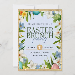 Pasen Brunch Feest waterverf Bloemen Aankondiging