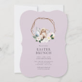 Pasen Brunch Floral Bunny Wreath Kaart (Voorkant)