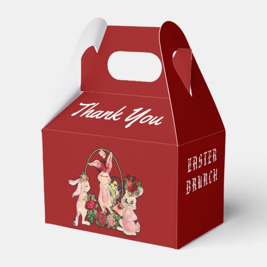 Pasen Brunch Floral Crown Bunny Family Waterverf Bedankdoosjes (Achterkant)