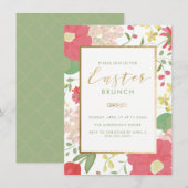 Pasen Brunch, Floral, lente Uitnodiging (Voorkant / Achterkant)