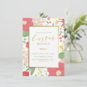 Pasen Brunch, Floral, lente Uitnodiging (Staand voorkant)