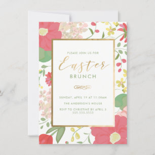 Pasen Brunch, Floral, lente Uitnodiging