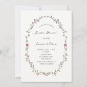 Pasen Brunch Hand getrokken Bloemen Krans Kaart (Voorkant)