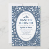 Pasen Brunch in Denim Blue Floral Kaart (Voorkant)
