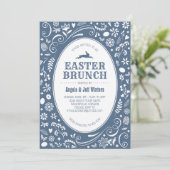 Pasen Brunch in Denim Blue Floral Kaart (Staand voorkant)