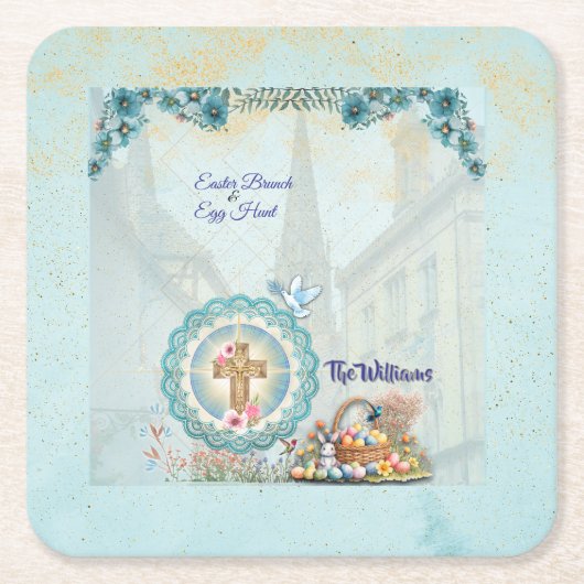 Pasen Brunch & Jacht Coaster – Gepersonaliseerd Kartonnen Onderzetters (Voorkant)