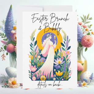 Pasen Brunch & Mousserende Wijn Uitnodigingskaart Kaart