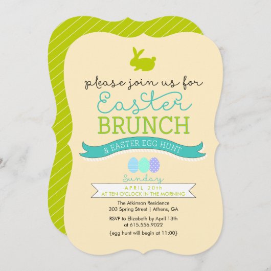 Pasen Brunch & Paasjacht Uitnodiging tot tante (Voorkant / Achterkant)