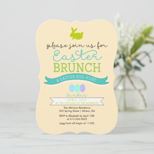 Pasen Brunch & Paasjacht Uitnodiging tot tante (Staand voorkant)