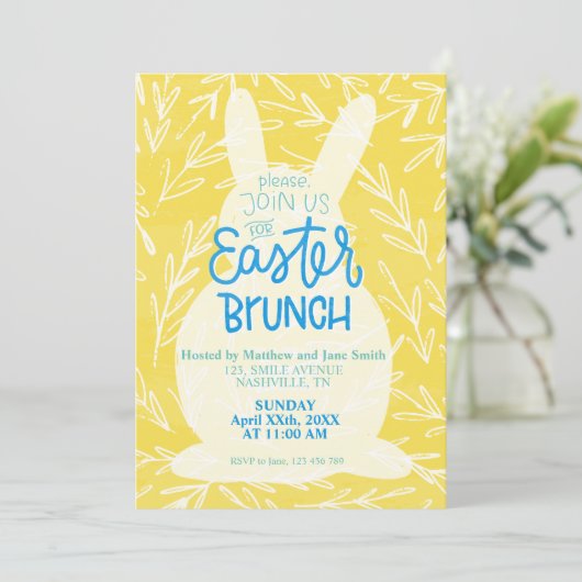 Pasen Brunch Partij Uitnodiging Uitnodigbare Sjabl (Staand voorkant)