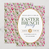 Pasen Brunch Party Bloemen en Eieren Aankondiging (Voorkant / Achterkant)