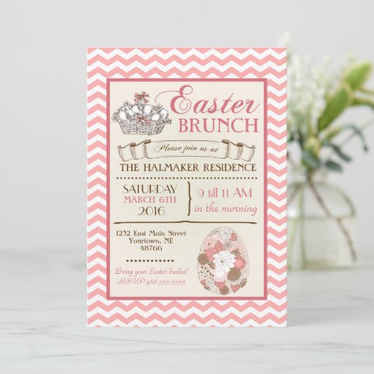 Pasen Brunch Pasen Uitnodiging tot verjaardag van  (Staand voorkant)