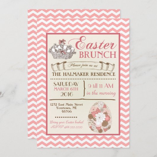 Pasen Brunch Pasen Uitnodiging tot verjaardag van  (Voorkant / Achterkant)