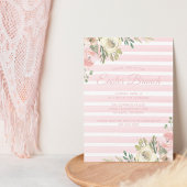 Pasen Brunch  Roze Striped Floral Chic Kaart