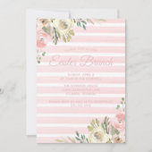 Pasen Brunch  Roze Striped Floral Chic Kaart (Voorkant)