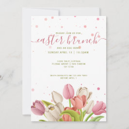 Pasen Brunch Roze Witte Tulps Spring Flowers Kaart