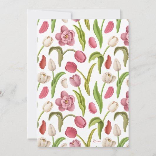 Pasen Brunch Roze Witte Tulps Spring Flowers Kaart (Achterkant)