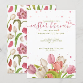 Pasen Brunch Roze Witte Tulps Spring Flowers Kaart