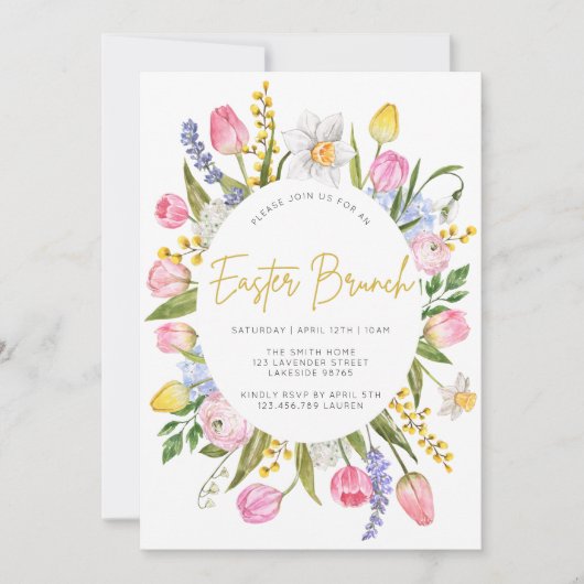Pasen Brunch Spring Floral Kaart (Voorkant)