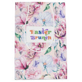 Pasen Brunch Typografie Pastel Bloemen Patroon Medium Cadeauzakje (Voorkant)