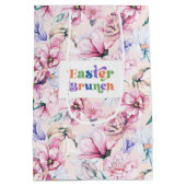 Pasen Brunch Typografie Pastel Bloemen Patroon Medium Cadeauzakje (Achterkant)