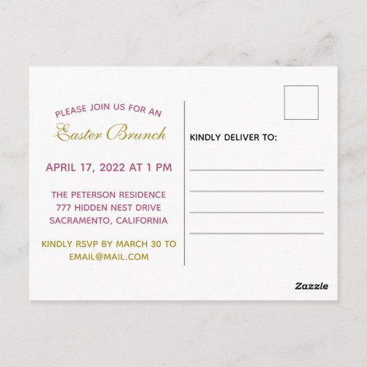 Pasen Brunch Uitnodiging Briefkaart (Achterkant)