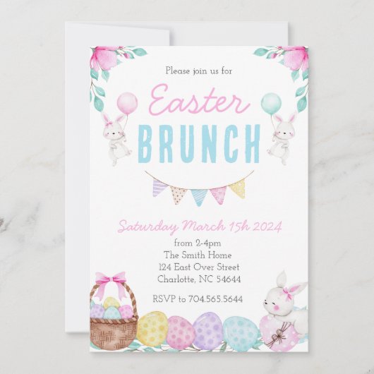 Pasen brunch uitnodiging, Pasen lunch uitnodiging (Voorkant)