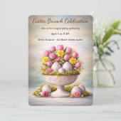 Pasen Brunch Uitnodiging Tulpen Bloemstuk Lente (Staand voorkant)