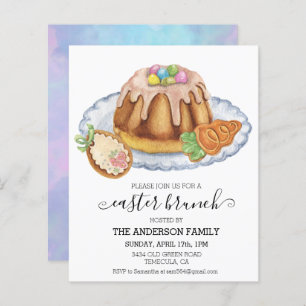 Pasen Brunch Waterverf Cake Cookie Invitation