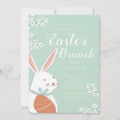Pasen Brunch White Bunny en Egg Kaart (Voorkant)