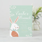 Pasen Brunch White Bunny en Egg Kaart (Staand voorkant)