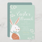 Pasen Brunch White Bunny en Egg Kaart (Voorkant / Achterkant)